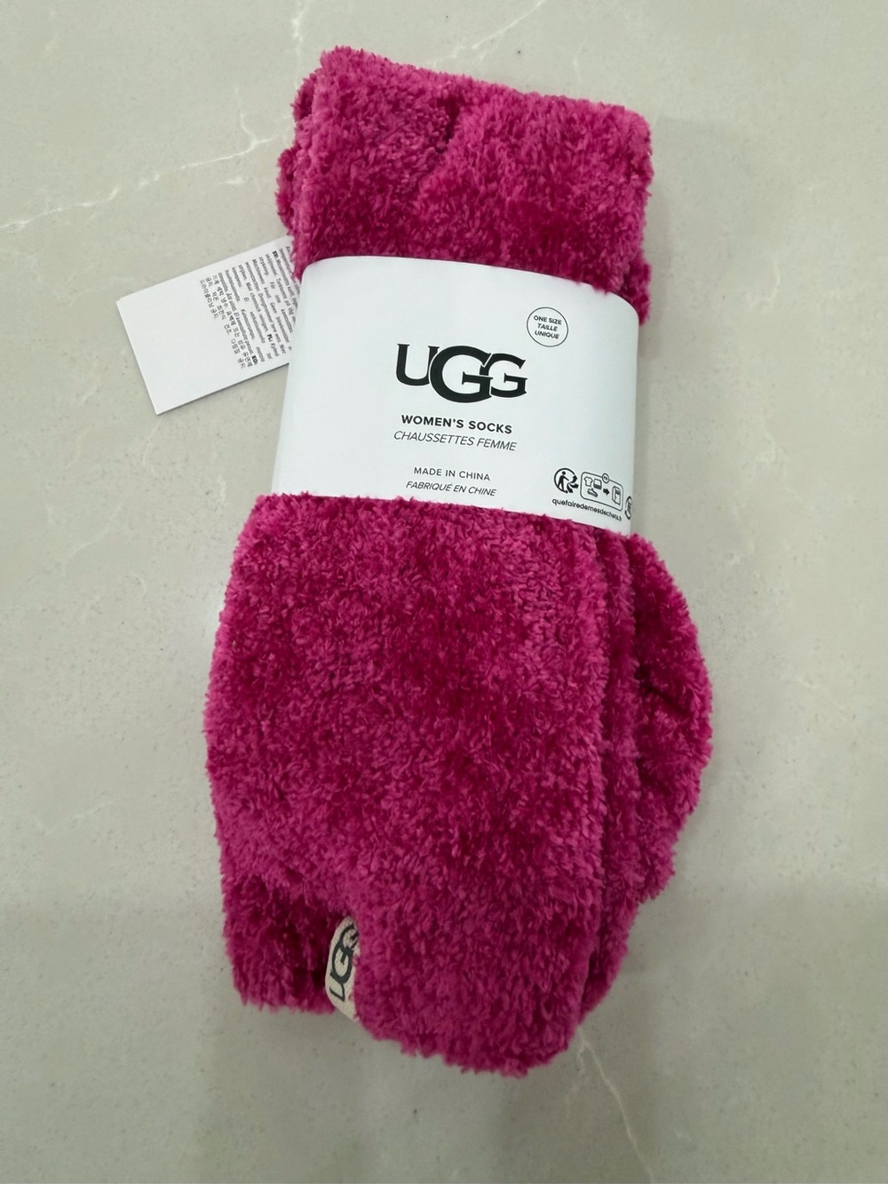 NWT UGG Leda Cozy Crew Socks Pink Fuchsia One Size - Picture 1 of 7
